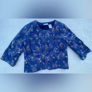 Vintage Blair Blue Denim Butterfly Embroidered Jacket M